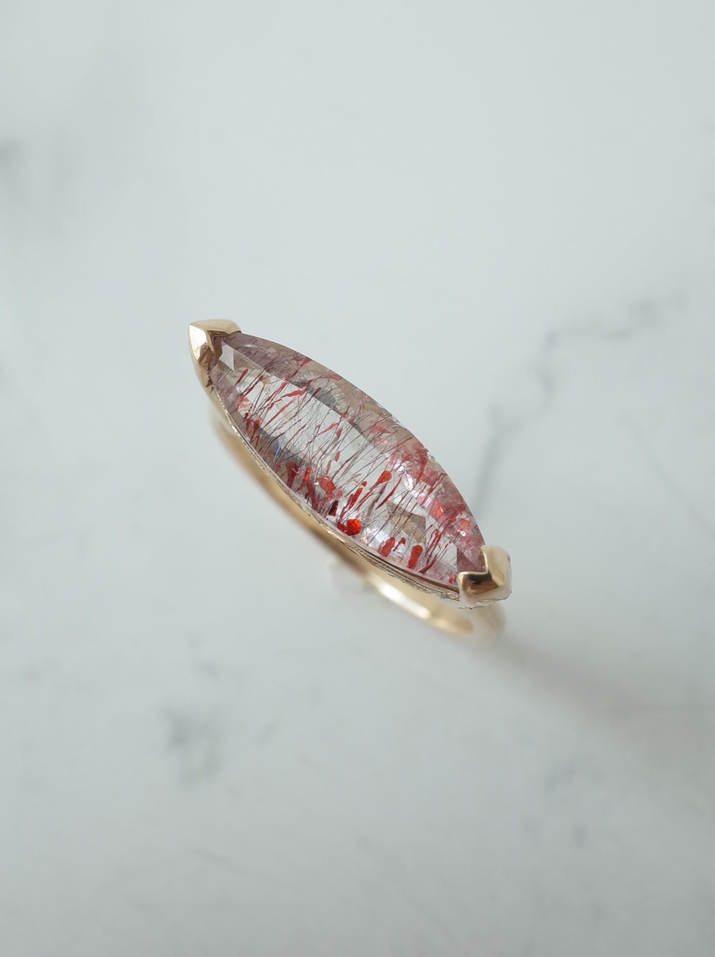 Lepidocrocite in Quartz Hawaiian Ring - 3