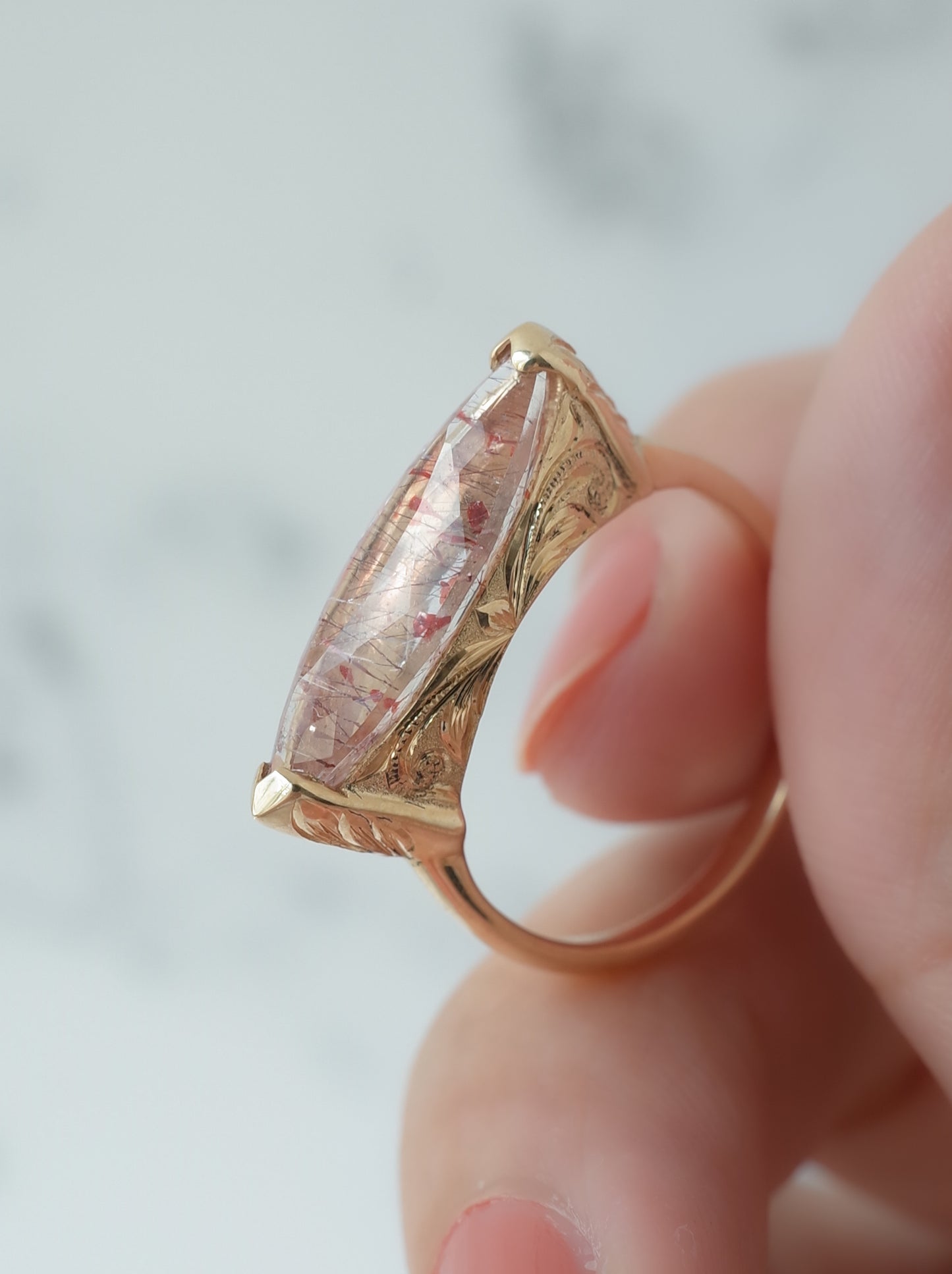 Lepidocrocite in Quartz Hawaiian Ring - 3